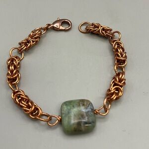 Green and Brown Byzantine Chain Bracelet